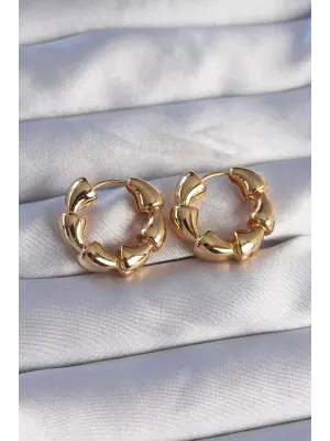  Altın Damla Kıvrım Tasarımlı Halka Küpe