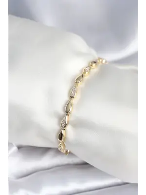 Pirinç Gold Renk Damla Model Kadın Bileklik
