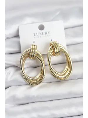 Çelik Gold Renk Damla Model Vintage Kadın Küpe