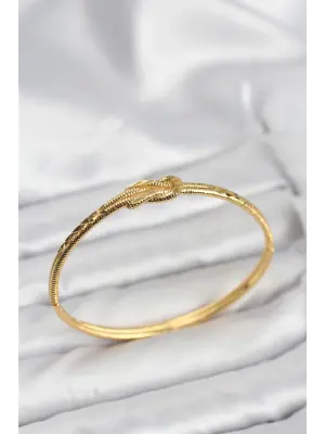 Çelik Gold Renk Düğüm Model Kadın Kelepçe Bileklik