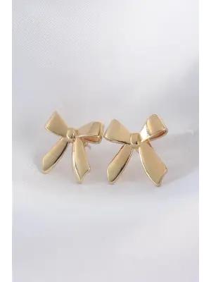  Altın Düz Plaka Fiyonk Küpe