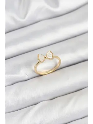 Pirinç Gold Renk Fiyonk Model Kadın Yüzük