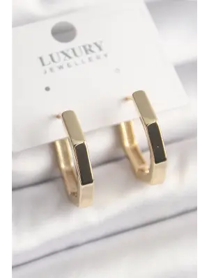 Altın Geometrik Halka Model Çelik Küpe