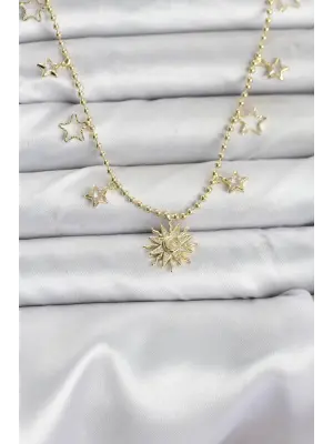 Pirinç Gold Renk Güneş Model Kadın Kolye
