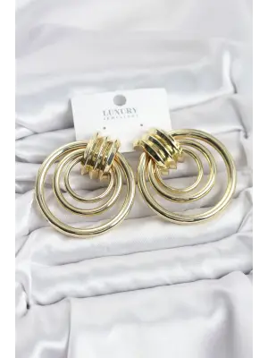 Çelik Gold Renk Halka Model Vintage Kadın Küpe