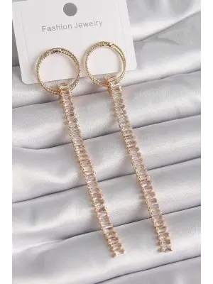  Altın Halka Zirkon Taşlı Su Yolu Model Çelik Küpe