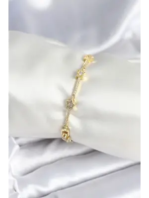 Pirinç Gold Renk Halley Yıldız Model Kadın Bileklik