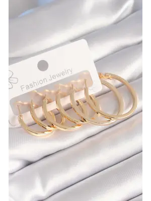  Altın İnci Halka Model Çelik Küpe Seti