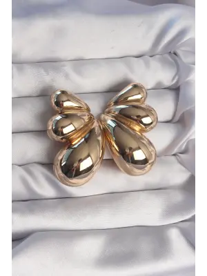  Altın İri Bombeli Kelebek Küpe