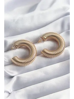  Altın İşleme Detay Halka Model Çelik Küpe