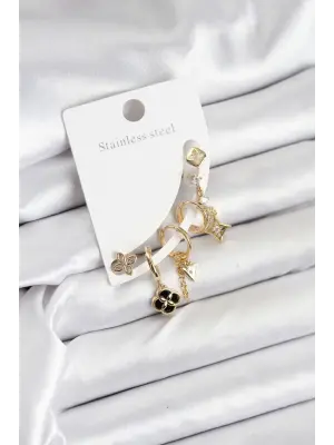 Pirinç Gold Renk Kadın Set Küpe