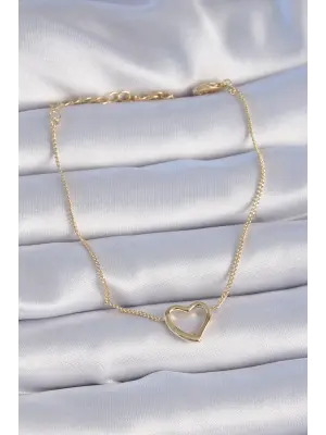 Pirinç Gold Renk Kalp Model Kadın Bileklik