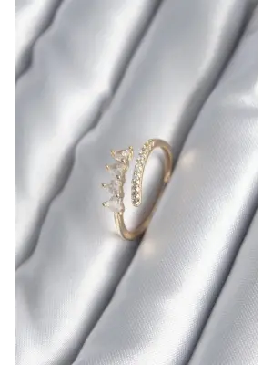  Altın Kalp Zirkon Taş Detay Çelik Yüzük