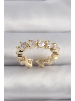  Altın Kalp Zirkon Taşlı VIP Seri Çelik Yüzük