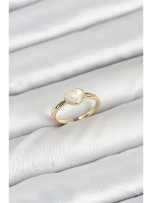 Pirinç Gold Renk Kalpli Kadın Yüzük