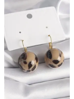  Altın Kaplan Gözü Boncuk Model Çelik Küpe