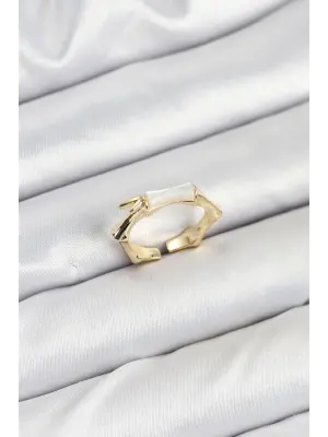 Pirinç Gold Renk Kemik Model Kadın Yüzük