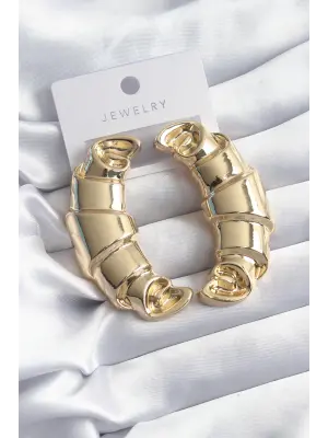  Altın Kruvasan Model Çelik Küpe