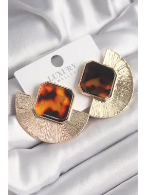 Çelik Gold Renk Leopar Desen Yelpaze Model Vintage Kadın Yüzük