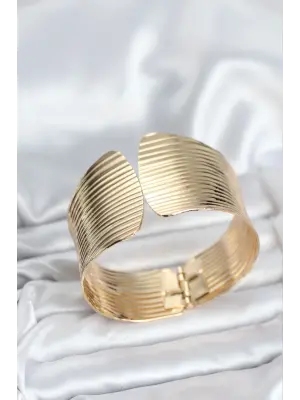 Pirinç Gold Renk Levha Model Kadın Bileklik