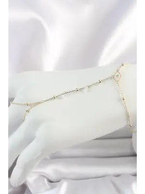 Pirinç Gold Renk Mavi Taşlı Göz Figür Topçuk Detaylı Kadın Şahmeran