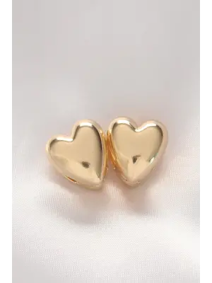  Altın Minimal Bombeli Kalp Küpe