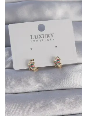  Altın Minimal Mineli Kaplumbağa Küpe