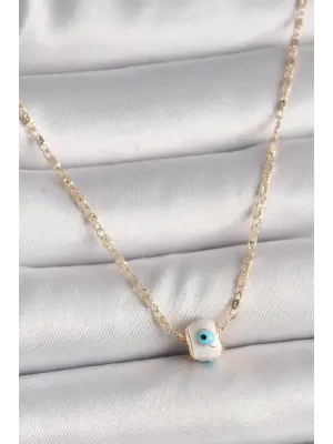 Pirinç Altın  Nazar Boncuk Figür  Çelik Kolye