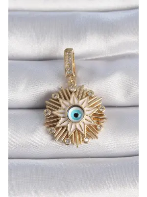 Pirinç Gold Renk Nazar Boncuklu Saçaklı Yıldız Figür Ajda Charm