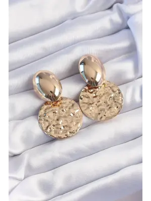  Altın Oval Ezme Plaka Küpe