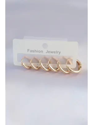  Altın Oval Küpe Seti