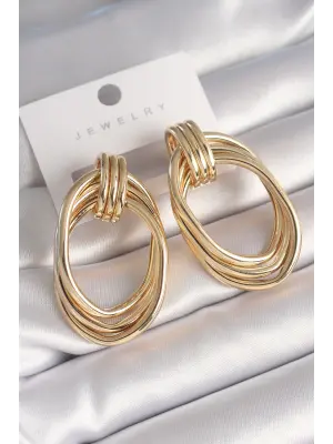  Altın Oval Model Çelik Küpe