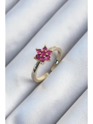  Altın Pembe Zirkon Taşlı Lotus Model Çelik Yüzük