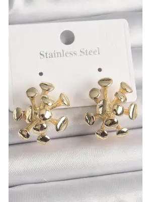 Altın Petek Model Çelik Küpe