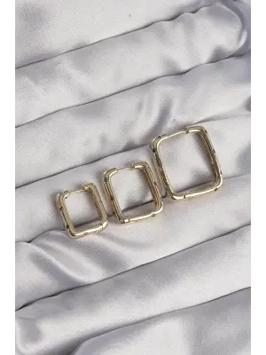  Altın Renkli Zirkon Taşlı Kare Model Küpe Seti