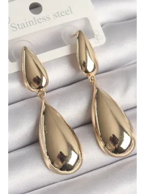  Altın Sallantı Damla Model Çelik Küpe