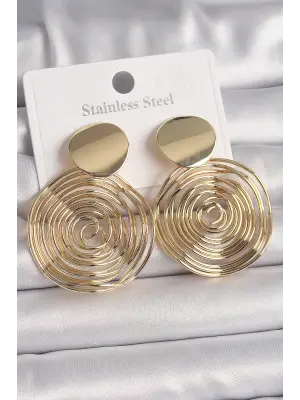 Altın Sallantı Labirent Daire Model Çelik Küpe