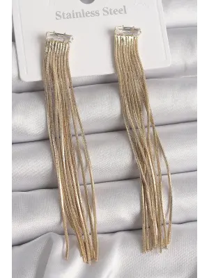  Altın Sallantı Püskül Model Çelik Küpe