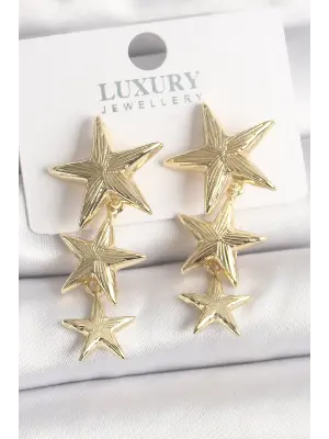  Altın Sallantı Yıldız Model Çelik Küpe