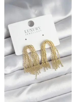 Pirinç Gold Renk Sallantılı Kadın Küpe