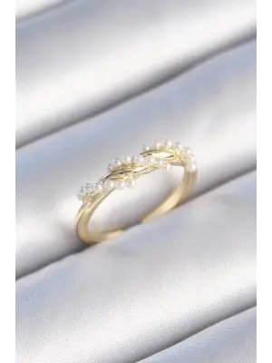  Altın Sarmal İnci Model Çelik Yüzük