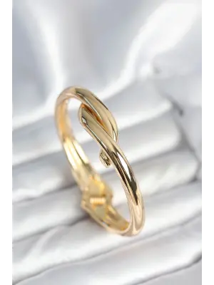 Pirinç Gold Renk Sarmal Model Kelepçe Bileklik