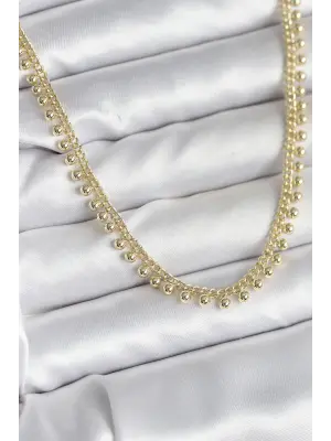 Pirinç Gold Renk Sıralı Topçuk Model Kadın Kolye