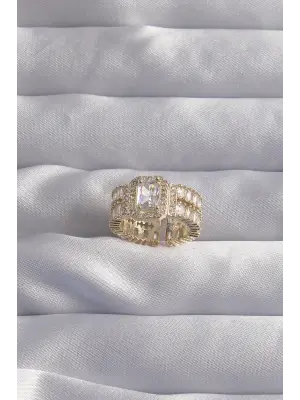  Altın Su Yolu Model Ayarlamalı Baget Taş Yüzük