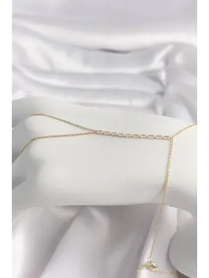 Çelik Gold Renk Su Yolu Zirkon Taşlı Kadın Şahmeran