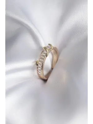  Altın Su Yolu Zirkon Taşlı Model Çelik Yüzük