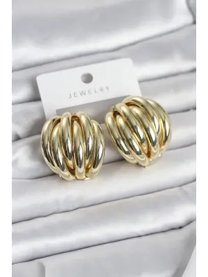 Pirinç Gold Renk Vintage Kadın Küpe