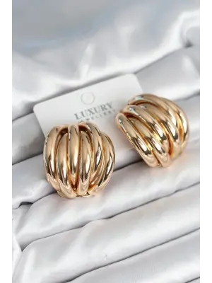 Pirinç Gold Renk Vintage Kadın Küpe