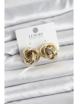 Çelik Gold Renk Vintage Sarmal Model Kadın Küpe