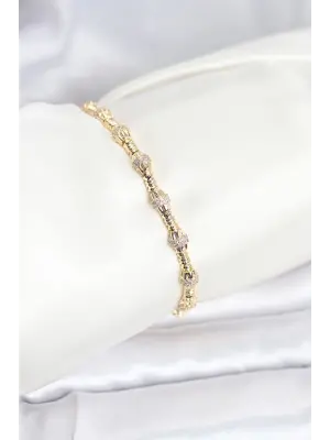 Çelik Gold Renk VIP Seri Punta Model Zirkon Taşlı Kadın Bileklik